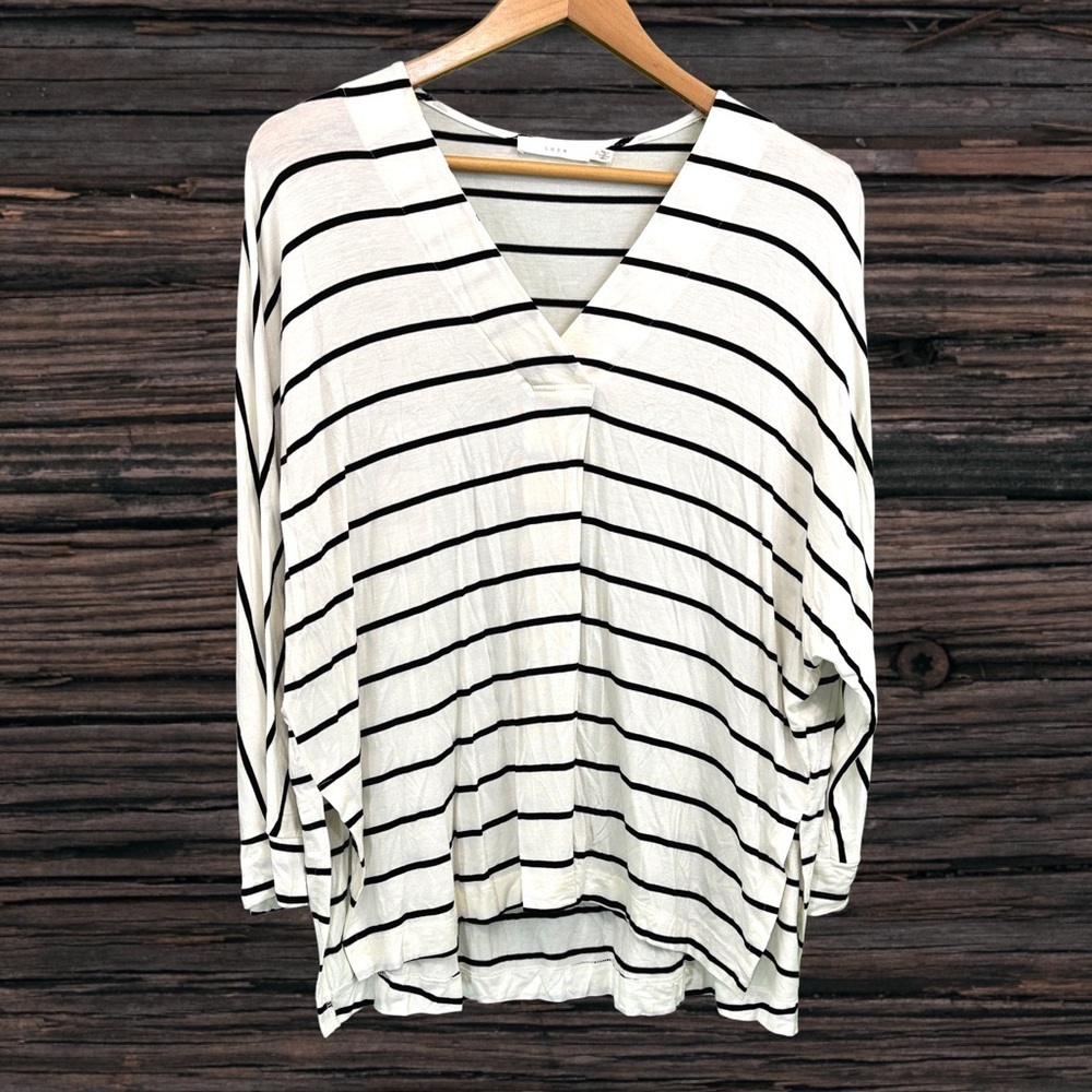 Lush White and Black Boxy Blouse